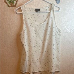 Loft White Tank Top with Black Pattern